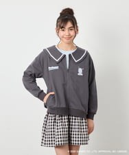 KJCED80049 a.v.v KIDS(アー・ヴェ・ヴェ) 【数量限定】[110-160][シナモロール＆ポチャッコ]フリル衿スウェットカーディガン ダークグレー