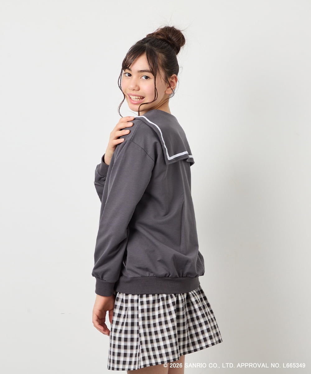 KJCED80049 a.v.v KIDS(アー・ヴェ・ヴェ) 【数量限定】[110-160][シナモロール＆ポチャッコ]フリル衿スウェットカーディガン ダークグレー