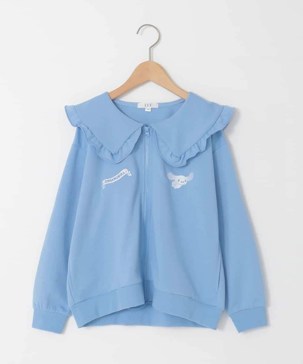 KJCED80049 a.v.v KIDS 【数量限定】[110-160][シナモロール＆ポチャッコ]フリル衿スウェットカーディガン