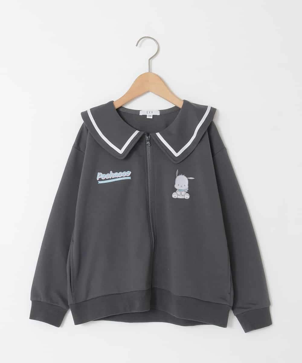 KJCED80049 a.v.v KIDS 【数量限定】[110-160][シナモロール＆ポチャッコ]フリル衿スウェットカーディガン