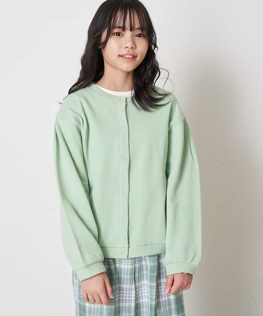 KJCEP32029 a.v.v KIDS(アー・ヴェ・ヴェ) [100-130]サカリバパフスリーブクルーネックカーディガン ブラック