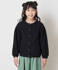 KJCEP32029 a.v.v KIDS(アー・ヴェ・ヴェ) [100-130]サカリバパフスリーブクルーネックカーディガン ブラック