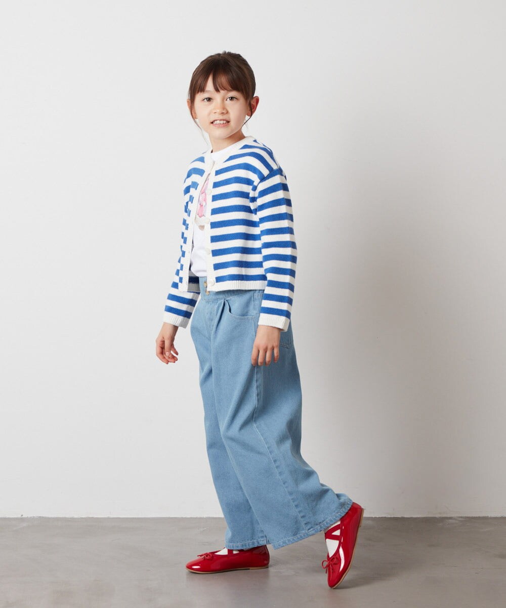 KJCEW30039 a.v.v KIDS(アー・ヴェ・ヴェ) [140-150]ボーダーニットカーデ ブルー