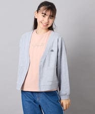 KJCFD31039 a.v.v KIDS(アー・ヴェ・ヴェ) [130-160]Nネックカットカーディガン ライトグレー