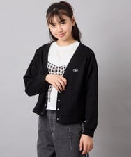 KJCFD31039 a.v.v KIDS(アー・ヴェ・ヴェ) [130-160]Nネックカットカーディガン ブラック