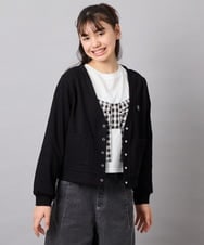 KJCFD31039 a.v.v KIDS(アー・ヴェ・ヴェ) [130-160]Nネックカットカーディガン ブラック