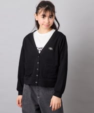 KJCFD31039 a.v.v KIDS(アー・ヴェ・ヴェ) [130-160]Nネックカットカーディガン ブラック