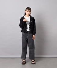 KJCFD31039 a.v.v KIDS(アー・ヴェ・ヴェ) [130-160]Nネックカットカーディガン ブラック