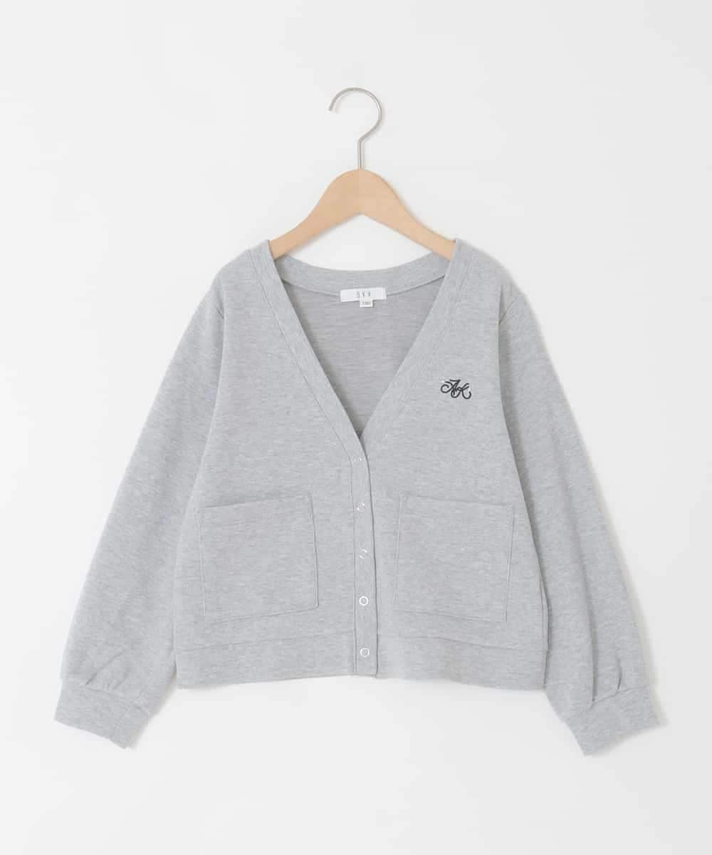 KJCFD31039 a.v.v KIDS(アー・ヴェ・ヴェ) [130-160]Nネックカットカーディガン ライトグレー