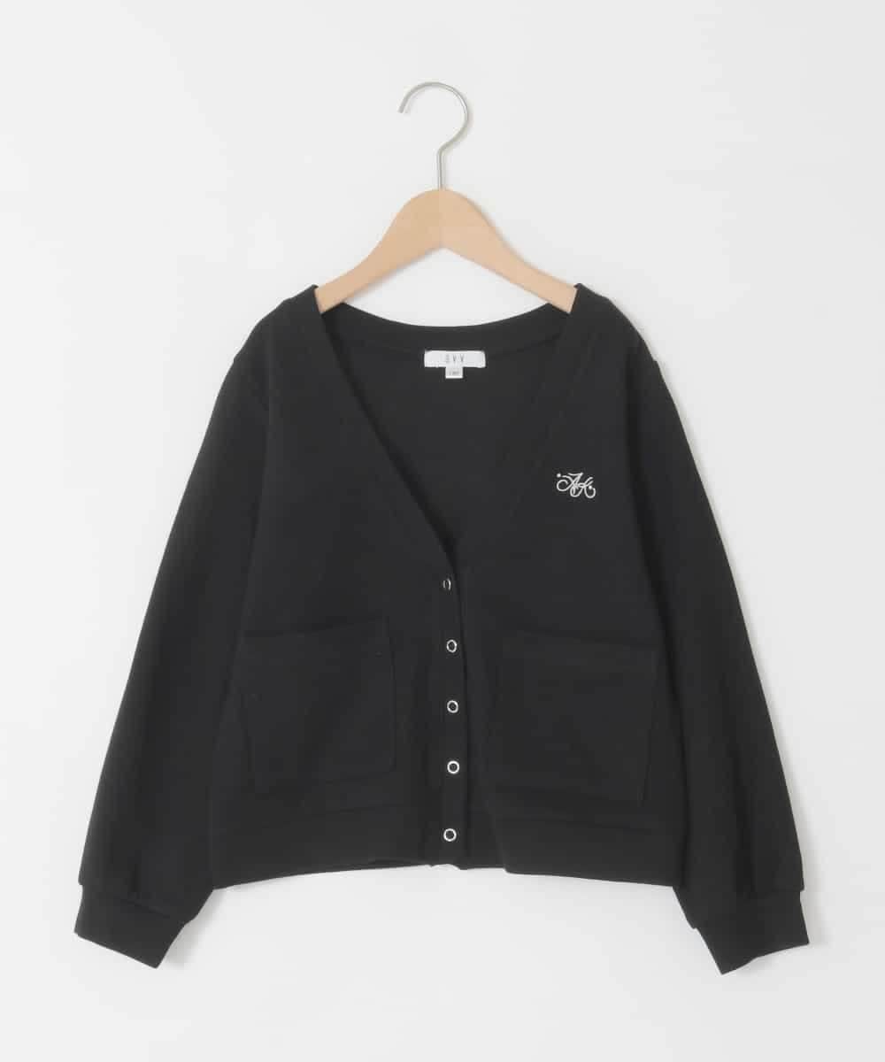 KJCFD31039 a.v.v KIDS(アー・ヴェ・ヴェ) [130-160]Nネックカットカーディガン ブラック