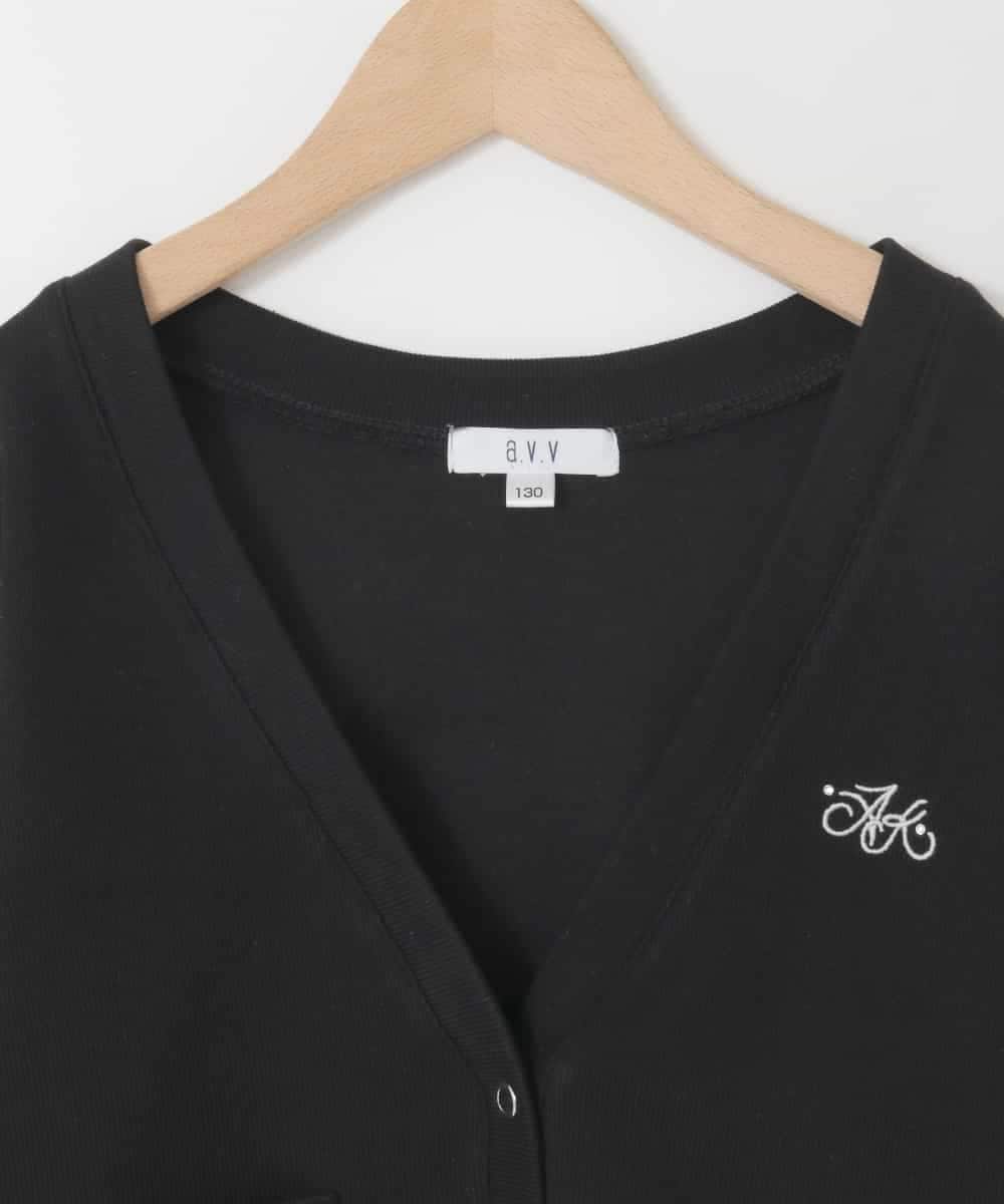 KJCFD31039 a.v.v KIDS(アー・ヴェ・ヴェ) [130-160]Nネックカットカーディガン ブラック