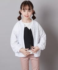 KJCFW41034 a.v.v KIDS(アー・ヴェ・ヴェ) [140-150]ボーダーJQカーデ ホワイト