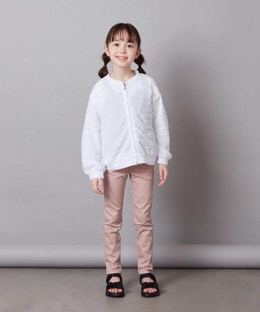 KJCFW41034 a.v.v KIDS(アー・ヴェ・ヴェ) [140-150]ボーダーJQカーデ ホワイト