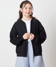 KJCFW41034 a.v.v KIDS(アー・ヴェ・ヴェ) [140-150]ボーダーJQカーデ ブラック