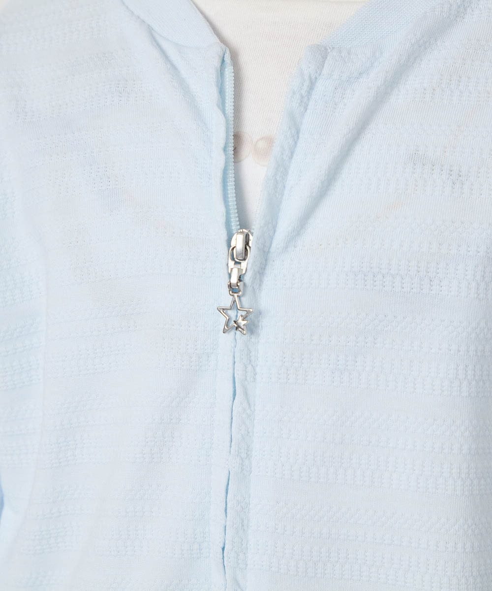 KJCGD01039 a.v.v KIDS(アー・ヴェ・ヴェ) 【UVカット】[120-160]ボーダージャガードカーディガン ライトブルー