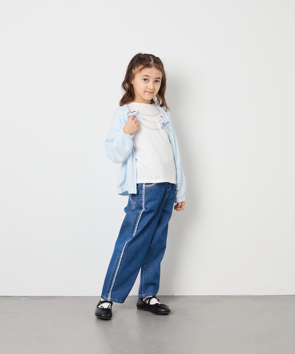 KJCGD01039 a.v.v KIDS(アー・ヴェ・ヴェ) 【UVカット】[120-160]ボーダージャガードカーディガン ライトブルー