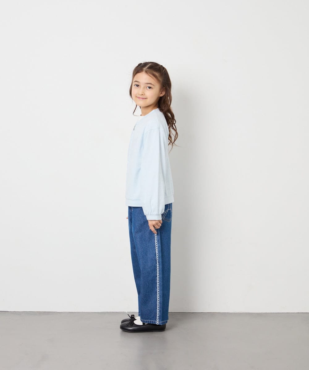 KJCGD01039 a.v.v KIDS(アー・ヴェ・ヴェ) 【UVカット】[120-160]ボーダージャガードカーディガン ライトブルー