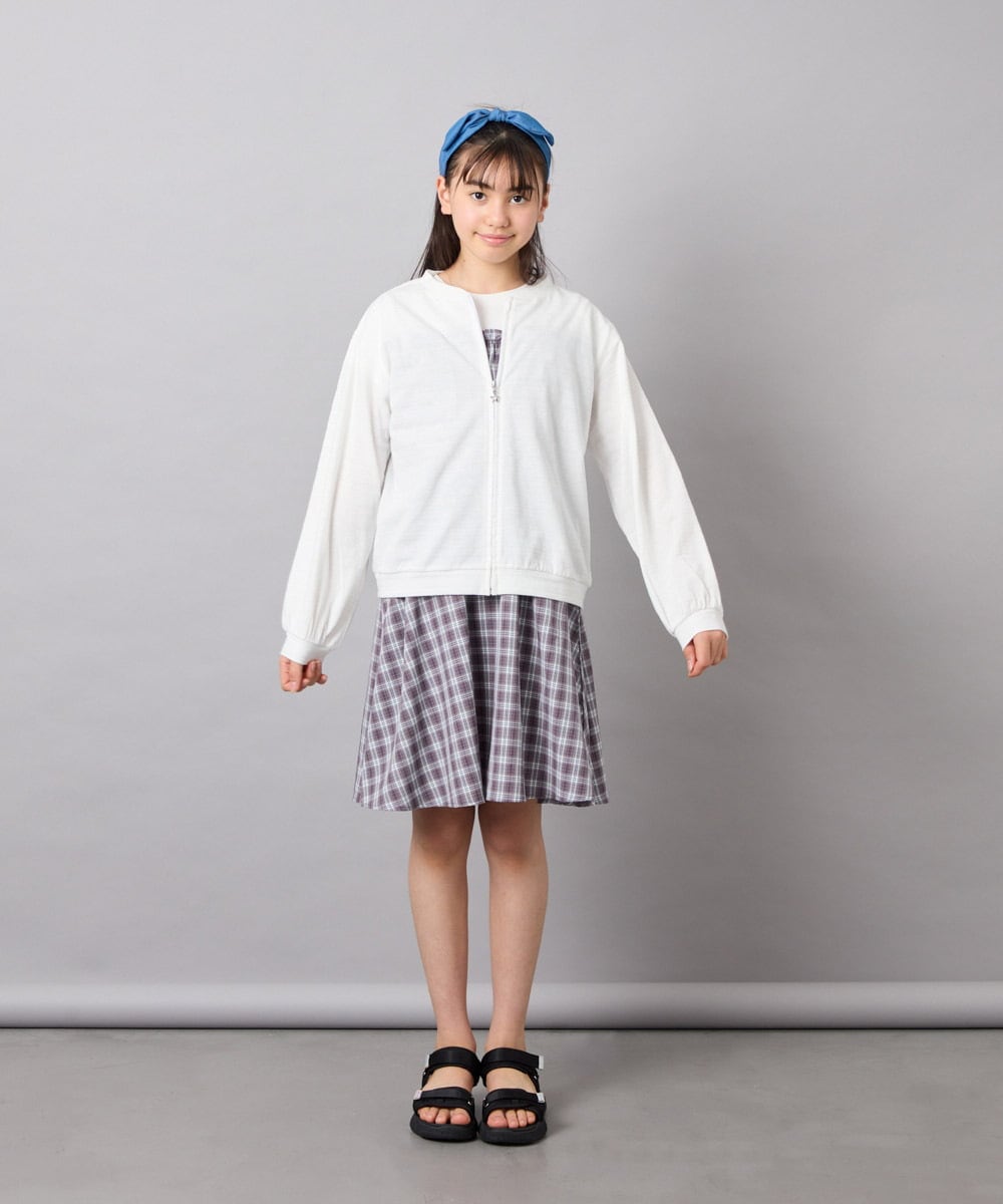 KJCGD01039 a.v.v KIDS(アー・ヴェ・ヴェ) 【UVカット】[120-160]ボーダージャガードカーディガン ホワイト