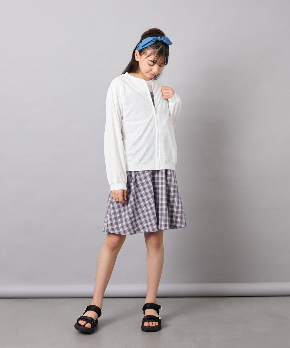 KJCGD01039 a.v.v KIDS(アー・ヴェ・ヴェ) 【UVカット】[120-160]ボーダージャガードカーディガン ホワイト