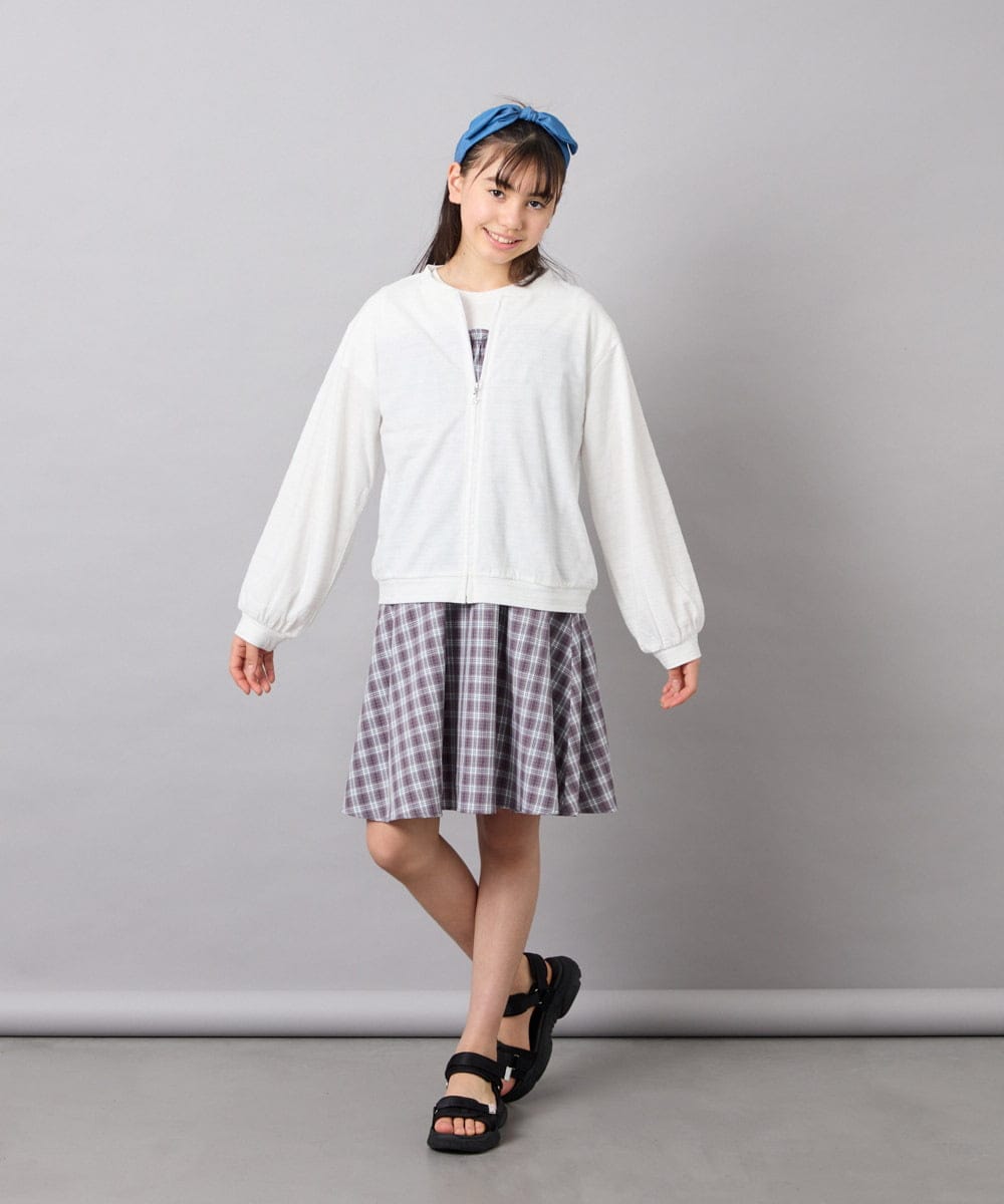 KJCGD01039 a.v.v KIDS(アー・ヴェ・ヴェ) 【UVカット】[120-160]ボーダージャガードカーディガン ホワイト