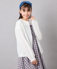 KJCGD01039 a.v.v KIDS(アー・ヴェ・ヴェ) 【UVカット】[120-160]ボーダージャガードカーディガン ホワイト