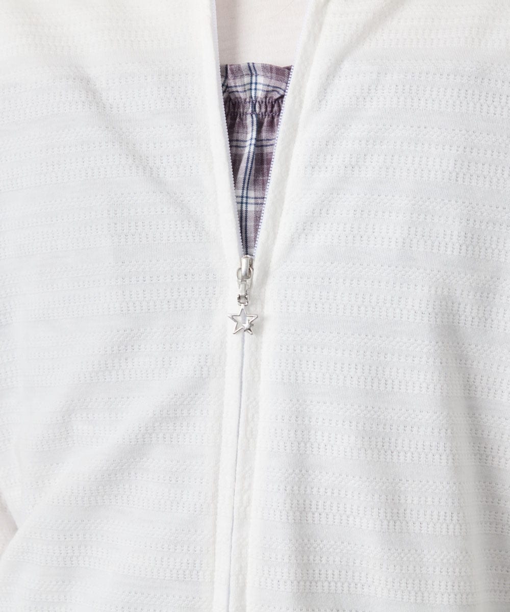 KJCGD01039 a.v.v KIDS(アー・ヴェ・ヴェ) 【UVカット】[120-160]ボーダージャガードカーディガン ホワイト