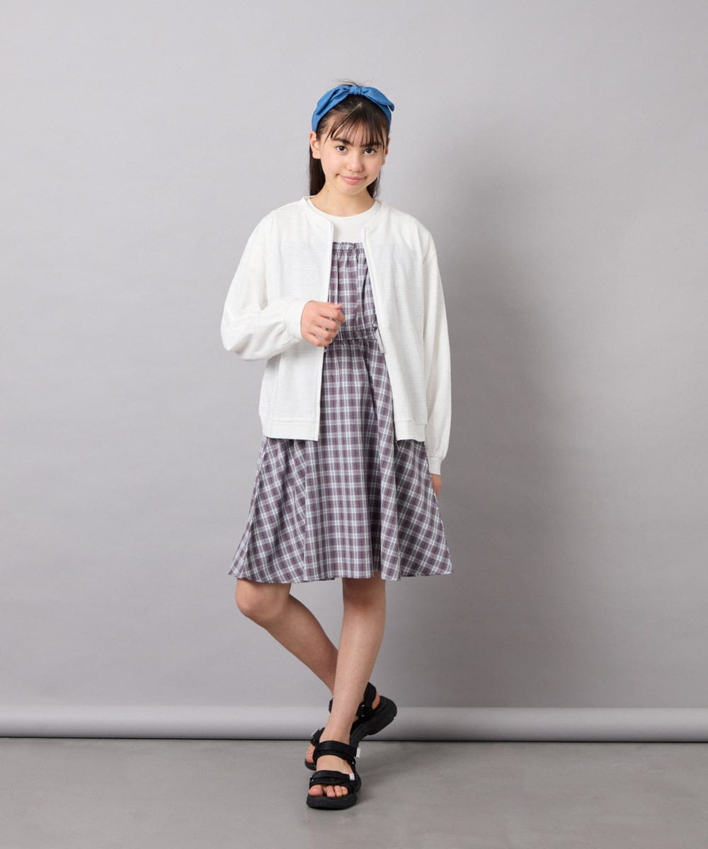 KJCGD01039 a.v.v KIDS(アー・ヴェ・ヴェ) 【UVカット】[120-160]ボーダージャガードカーディガン ホワイト