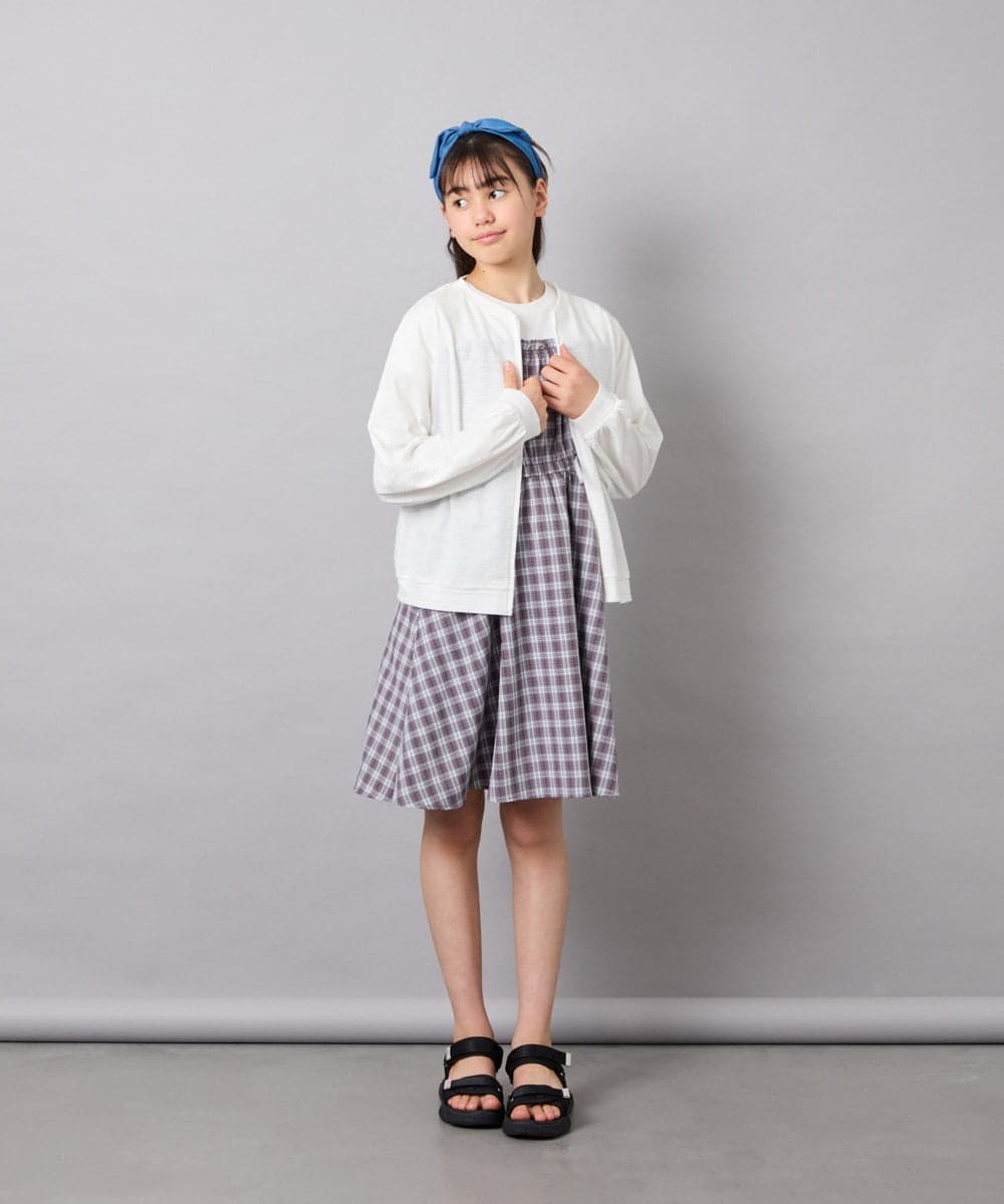 KJCGD01039 a.v.v KIDS(アー・ヴェ・ヴェ) 【UVカット】[120-160]ボーダージャガードカーディガン ホワイト