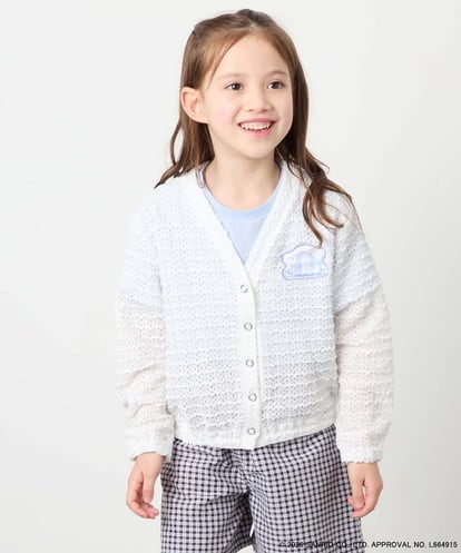 KJCGD55049 a.v.v KIDS [110-140]【数量限定】[シナモロール＆クロミ]レーシーボーダーカーディガン