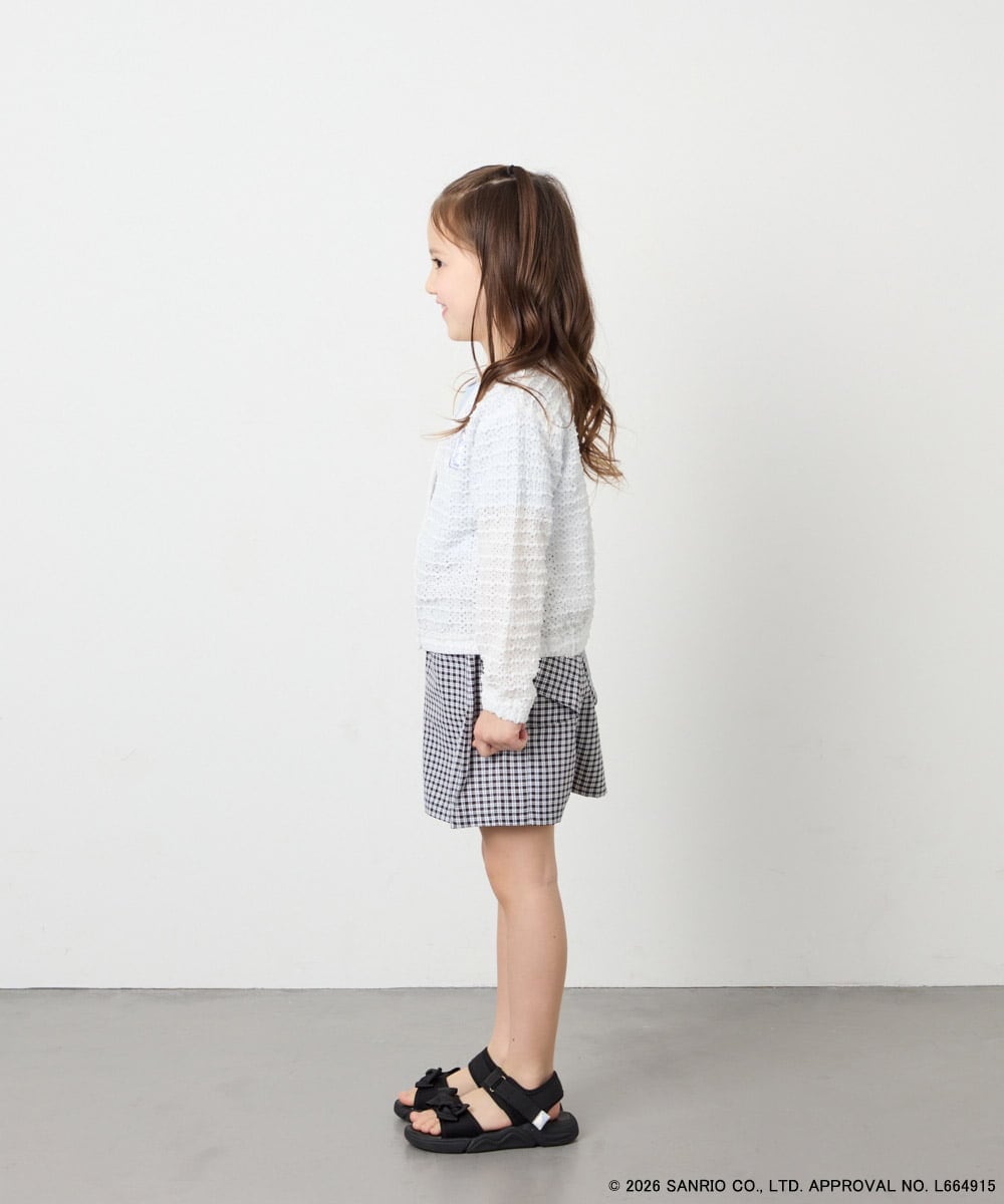 KJCGD55049 a.v.v KIDS(アー・ヴェ・ヴェ) [110-140]【数量限定】[シナモロール＆クロミ]レーシーボーダーカーディガン ホワイト