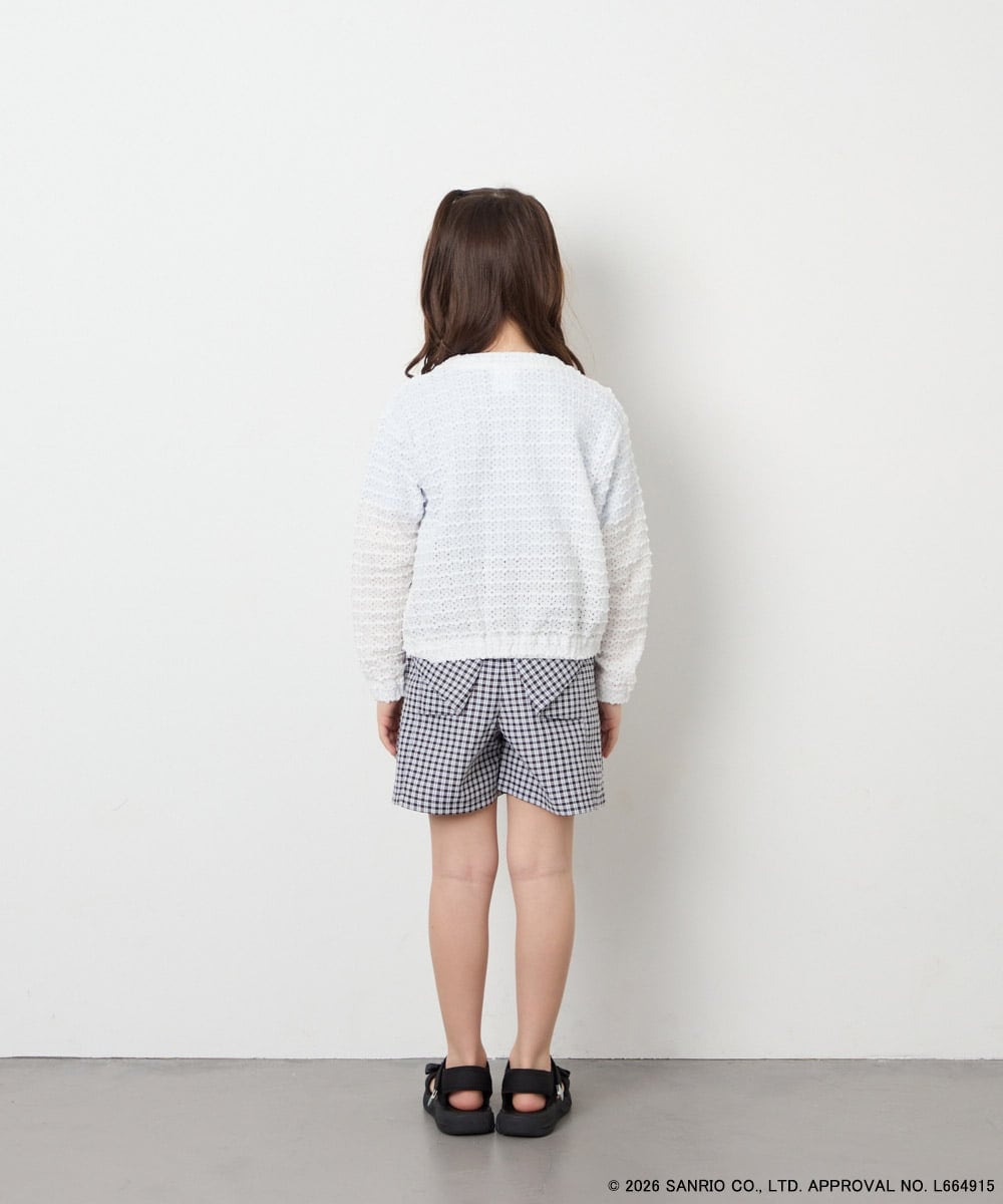 KJCGD55049 a.v.v KIDS(アー・ヴェ・ヴェ) [110-140]【数量限定】[シナモロール＆クロミ]レーシーボーダーカーディガン ホワイト