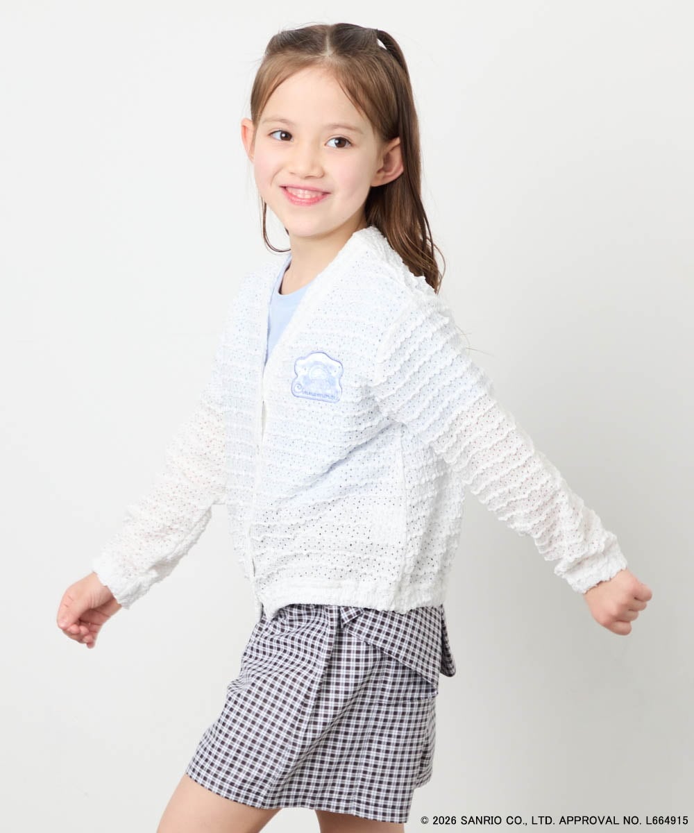 KJCGD55049 a.v.v KIDS(アー・ヴェ・ヴェ) [110-140]【数量限定】[シナモロール＆クロミ]レーシーボーダーカーディガン ホワイト