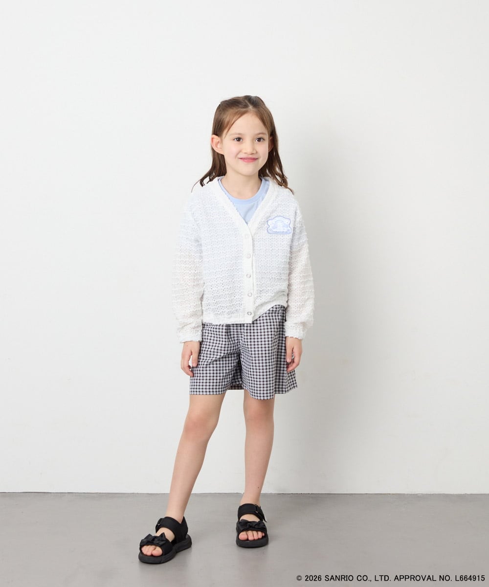 KJCGD55049 a.v.v KIDS(アー・ヴェ・ヴェ) [110-140]【数量限定】[シナモロール＆クロミ]レーシーボーダーカーディガン ホワイト