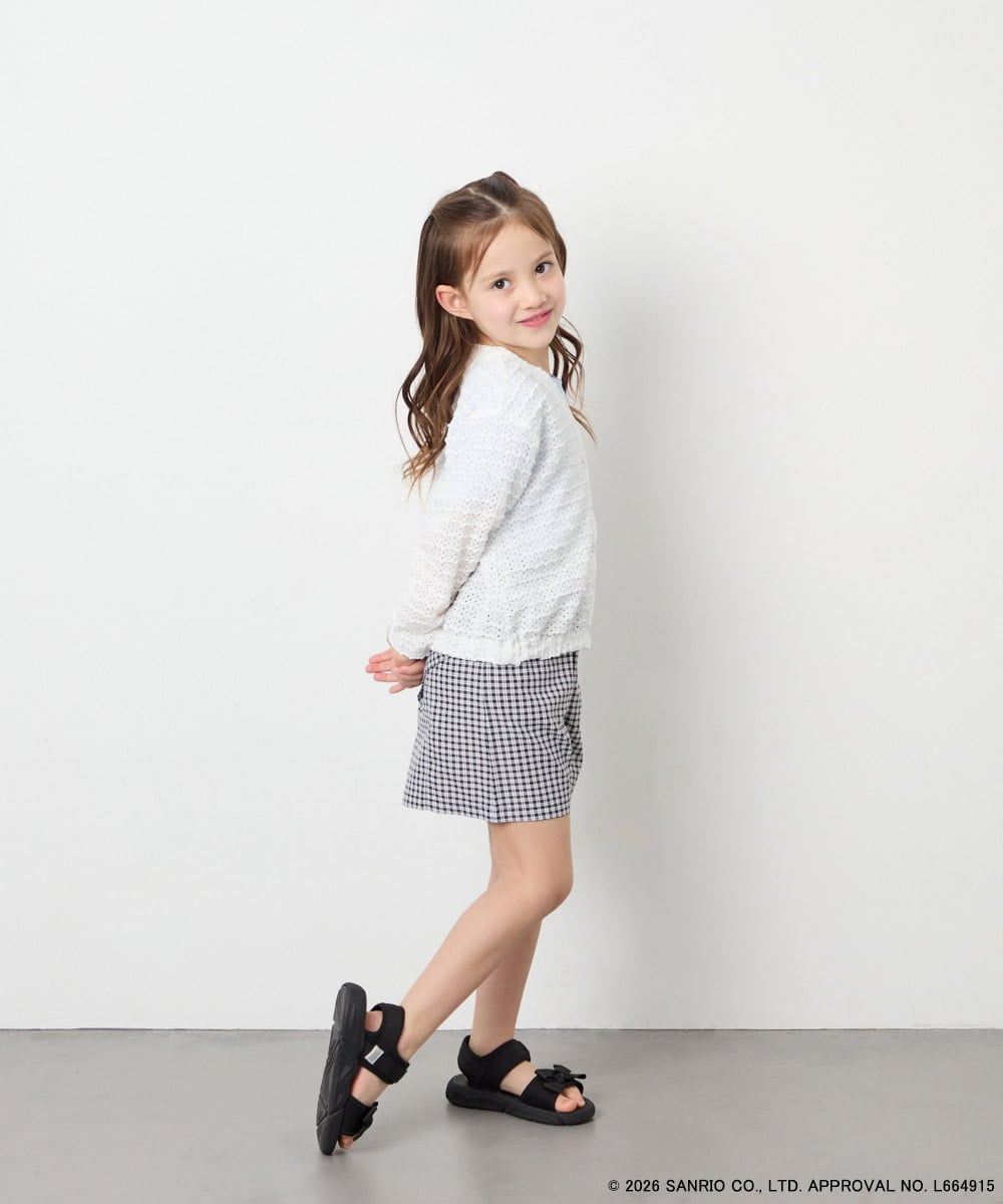 KJCGD55049 a.v.v KIDS(アー・ヴェ・ヴェ) [110-140]【数量限定】[シナモロール＆クロミ]レーシーボーダーカーディガン ホワイト