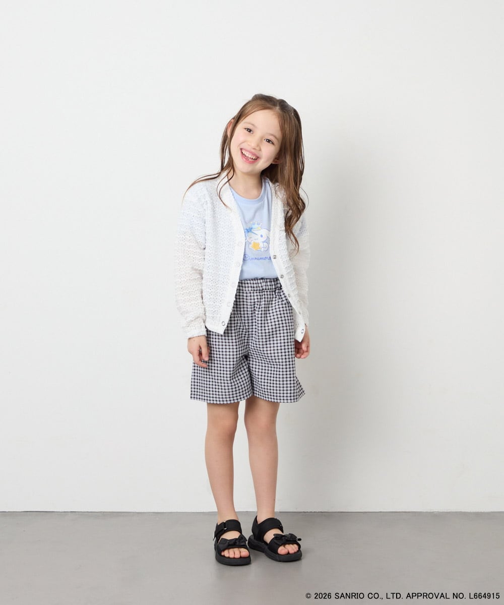 KJCGD55049 a.v.v KIDS(アー・ヴェ・ヴェ) [110-140]【数量限定】[シナモロール＆クロミ]レーシーボーダーカーディガン ホワイト