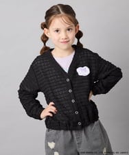 KJCGD55049 a.v.v KIDS(アー・ヴェ・ヴェ) [110-140]【数量限定】[シナモロール＆クロミ]レーシーボーダーカーディガン ブラック