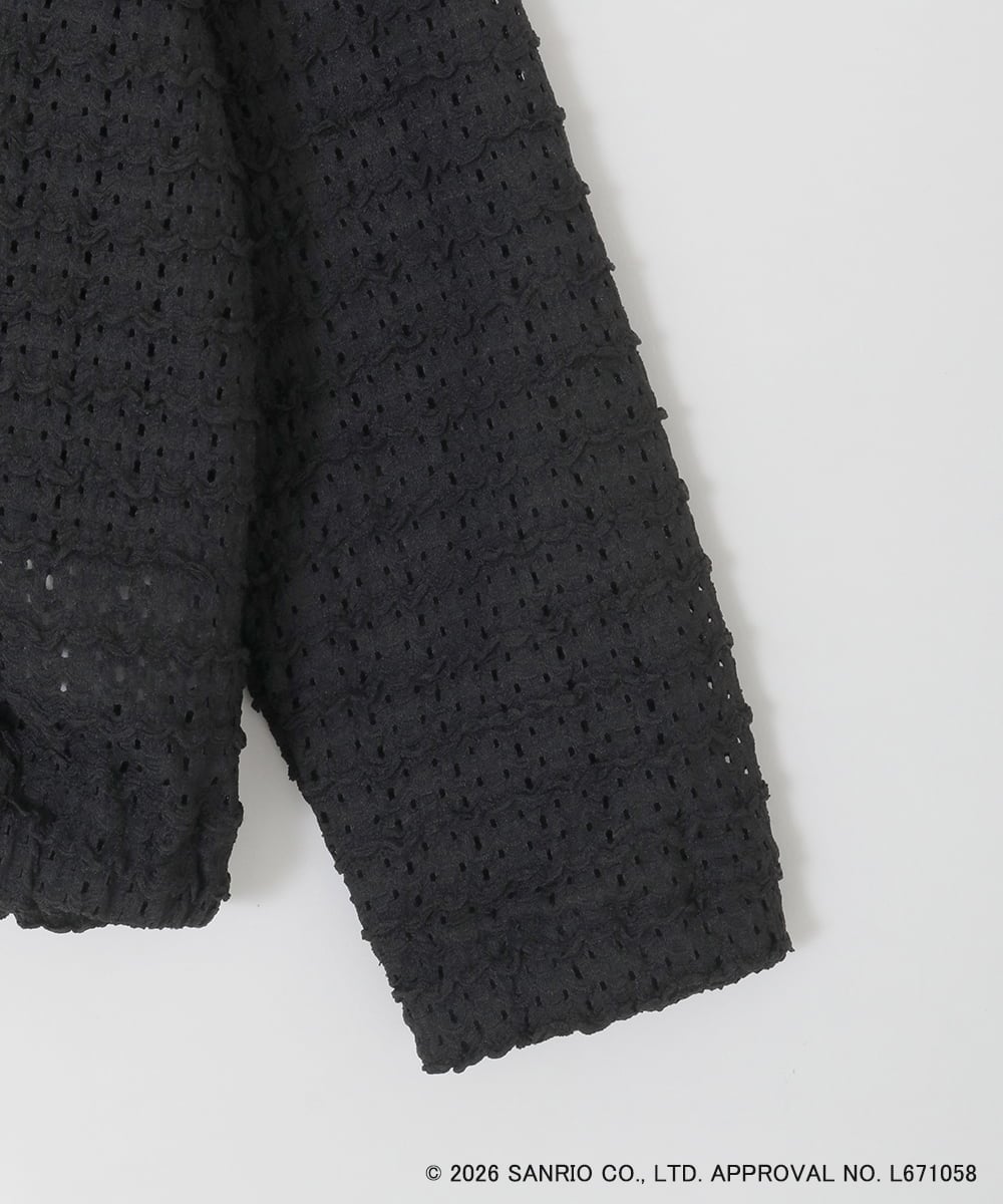 KJCGD55049 a.v.v KIDS(アー・ヴェ・ヴェ) [110-140]【数量限定】[シナモロール＆クロミ]レーシーボーダーカーディガン ブラック