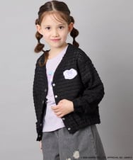 KJCGD55049 a.v.v KIDS(アー・ヴェ・ヴェ) [110-140]【数量限定】[シナモロール＆クロミ]レーシーボーダーカーディガン ブラック