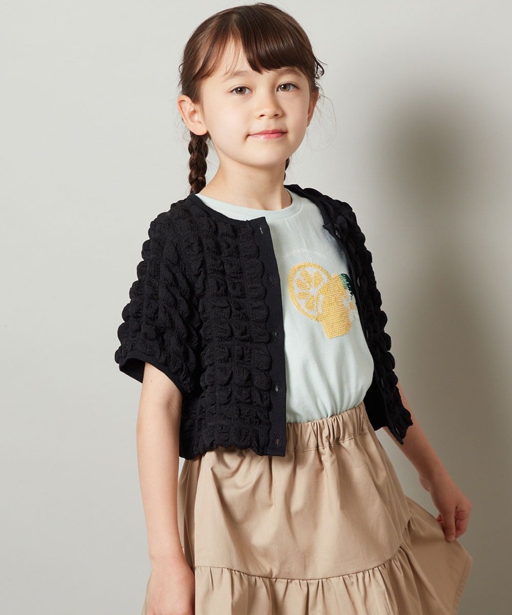 KJCGS03029 a.v.v KIDS(アー・ヴェ・ヴェ) [100-130]ぽこぽこポップコーンカーディガン ブラック