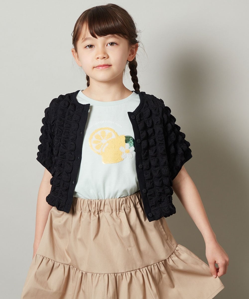 KJCGS03029 a.v.v KIDS(アー・ヴェ・ヴェ) [100-130]ぽこぽこポップコーンカーディガン ブラック