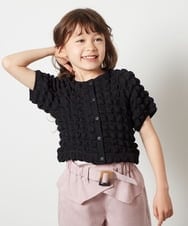 KJCGS03029 a.v.v KIDS(アー・ヴェ・ヴェ) [100-130]ぽこぽこポップコーンカーディガン ブラック