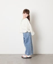 KJCHD57039 a.v.v KIDS(アー・ヴェ・ヴェ) [130-160]【UVカット】サイドギャザーシアーカーディガン アイボリー