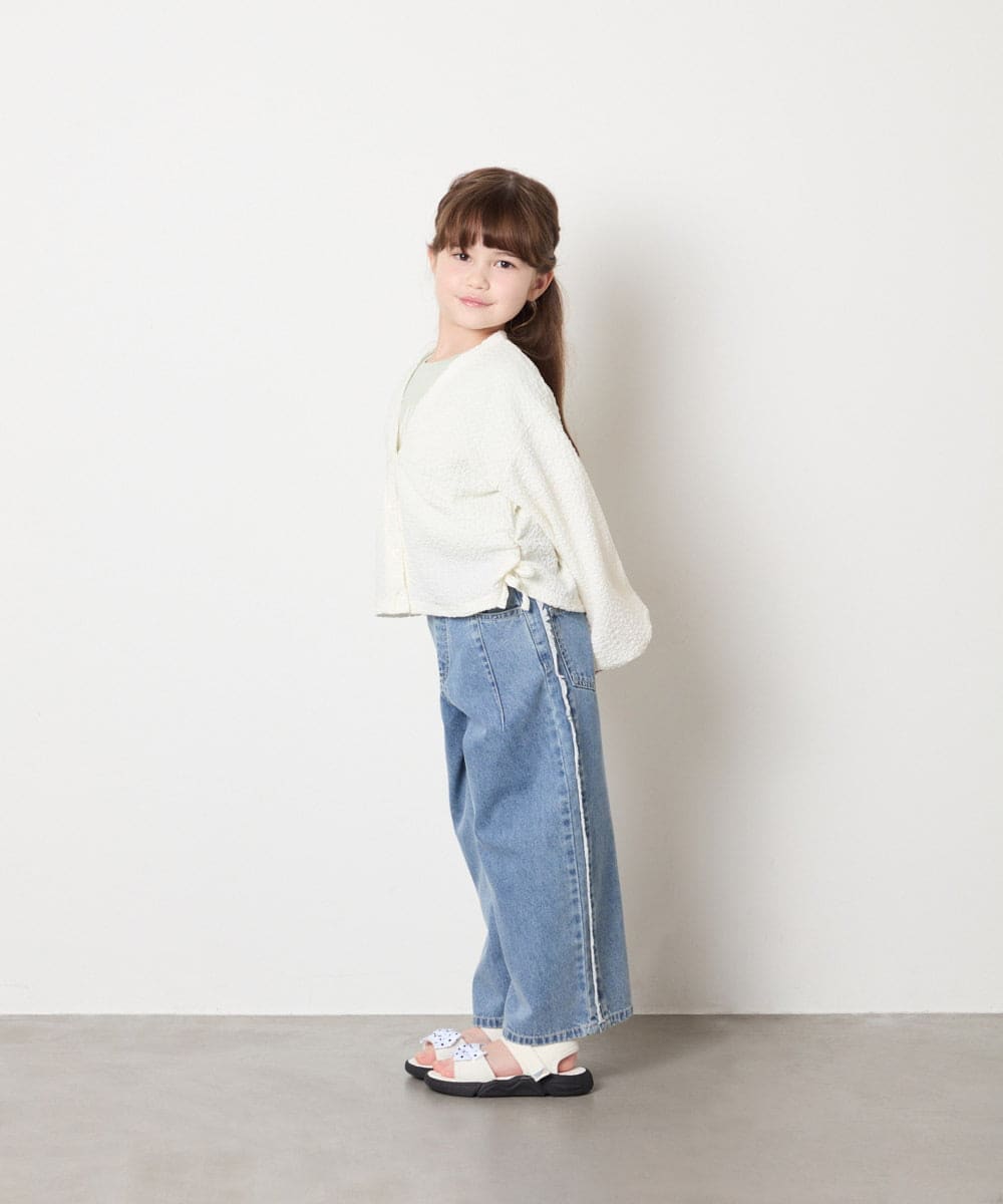 KJCHD57039 a.v.v KIDS(アー・ヴェ・ヴェ) [130-160]【UVカット】サイドギャザーシアーカーディガン アイボリー