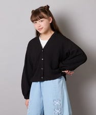 KJCHD57039 a.v.v KIDS(アー・ヴェ・ヴェ) [130-160]【UVカット】サイドギャザーシアーカーディガン ブラック