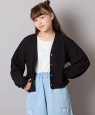 KJCHD57039 a.v.v KIDS(アー・ヴェ・ヴェ) [130-160]【UVカット】サイドギャザーシアーカーディガン ブラック