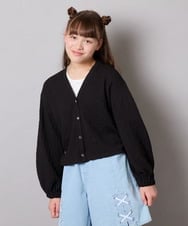 KJCHD57039 a.v.v KIDS(アー・ヴェ・ヴェ) [130-160]【UVカット】サイドギャザーシアーカーディガン ブラック