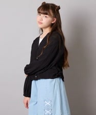 KJCHD57039 a.v.v KIDS(アー・ヴェ・ヴェ) [130-160]【UVカット】サイドギャザーシアーカーディガン ブラック