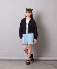 KJCHD57039 a.v.v KIDS(アー・ヴェ・ヴェ) [130-160]【UVカット】サイドギャザーシアーカーディガン ブラック