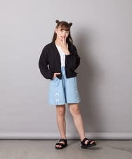 KJCHD57039 a.v.v KIDS(アー・ヴェ・ヴェ) [130-160]【UVカット】サイドギャザーシアーカーディガン ブラック