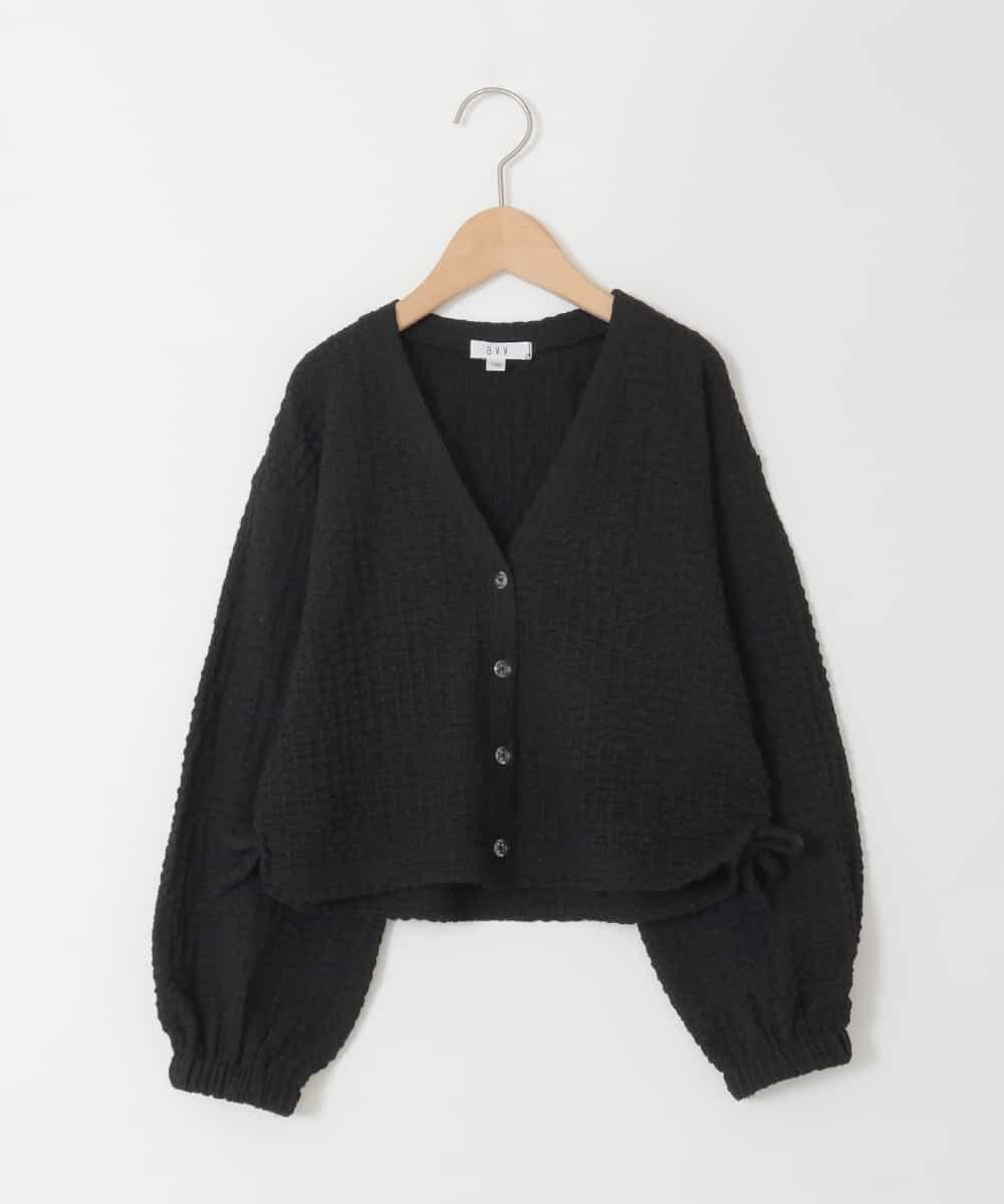 KJCHD57039 a.v.v KIDS(アー・ヴェ・ヴェ) [130-160]【UVカット】サイドギャザーシアーカーディガン ブラック